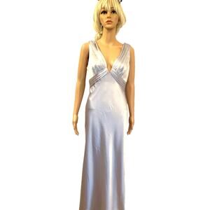 A.B.S. Collection Allen Swartz Silver Formal Prom Wedding Full Length Dress 6